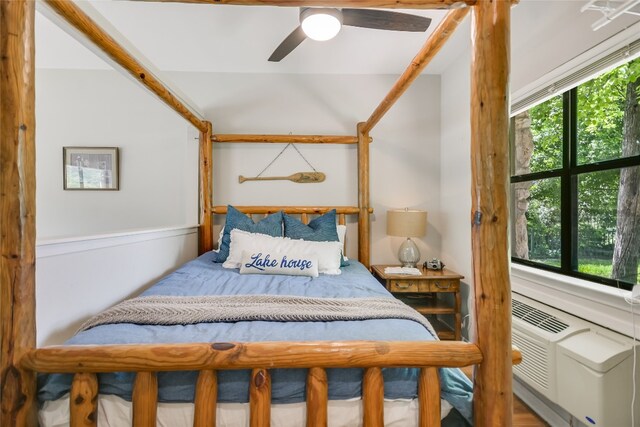 2305 Manana St, Austin, TX 78730 - bedroom with vaulted ceiling and ceiling fan