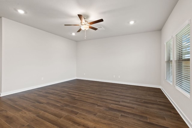 208 Lazy Lizzy Rd, Jarrell, TX 76537 - unfurnished room with ceiling fan, dark wood-type flooring, and recessed lighting
