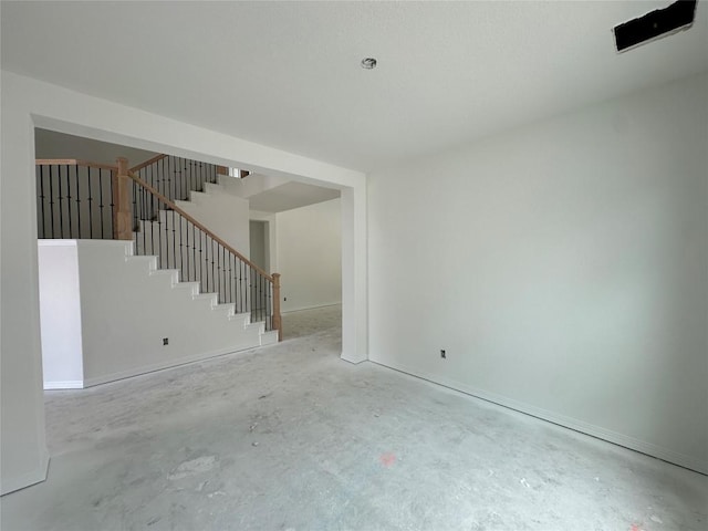 22120 Cross Timber Bnd, Lago Vista, TX 78645 - unfurnished living room with unfinished concrete floors and stairs