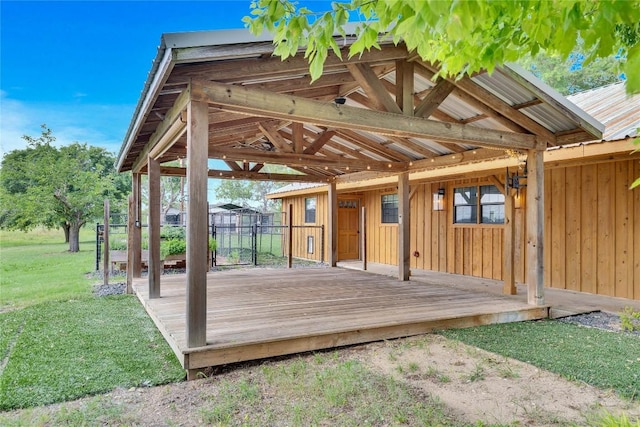 deck with a lawn