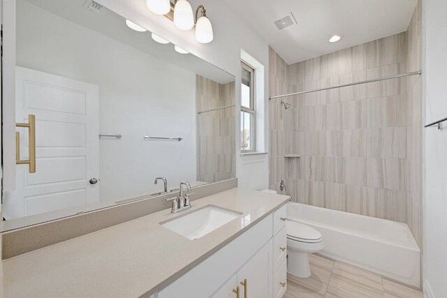 905 Crestone Stream Dr, Austin, TX 78738 - bathroom with vanity, shower / bath combination, and recessed lighting