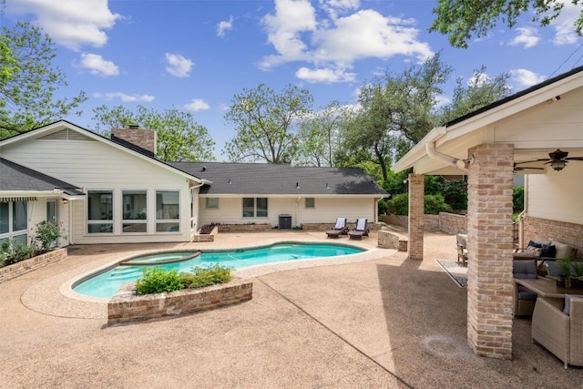 4602 Laurel Canyon Dr, Austin, TX 78731 - view of pool with a patio, a ceiling fan, and a pool with connected hot tub