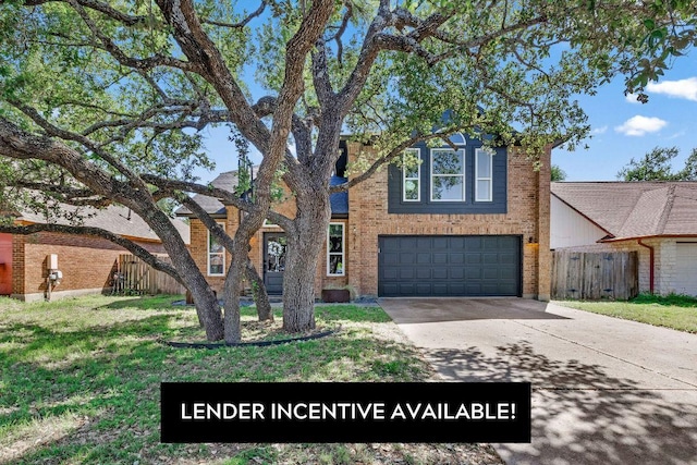 2814 Buckeye Trl, Cedar Park, TX 78613 - traditional home featuring driveway, an attached garage, and brick siding
