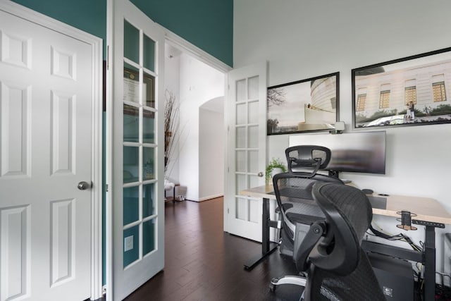 3905 Veneto Cir, Leander, TX 78641 - office space featuring french doors, wood finished floors, and arched walkways