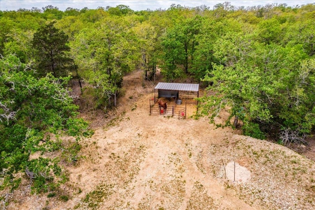 drone / aerial view with a forest view