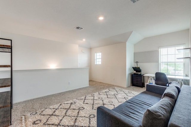 532 Greatest Gift Way, Jarrell, TX 76537 - living room with carpet, an office area, recessed lighting, and baseboards