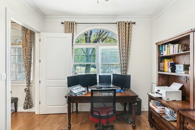 1204 Ogden Dr, Austin, TX 78733 - office area featuring plenty of natural light, wood finished floors, and crown molding