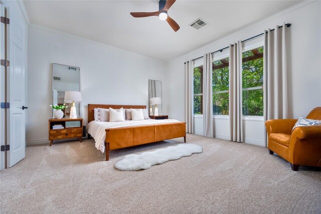 15 Chandon Ln, Lakeway, TX 78734 - bedroom with carpet flooring, crown molding, ceiling fan, lofted ceiling, and baseboards