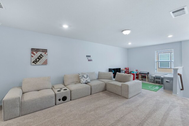 245 Six Shooter Dr, Kyle, TX 78640 - living area featuring carpet flooring and recessed lighting