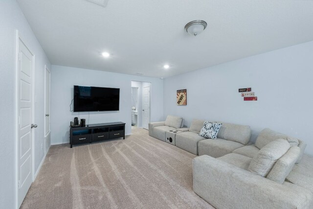 245 Six Shooter Dr, Kyle, TX 78640 - living area with recessed lighting and light carpet