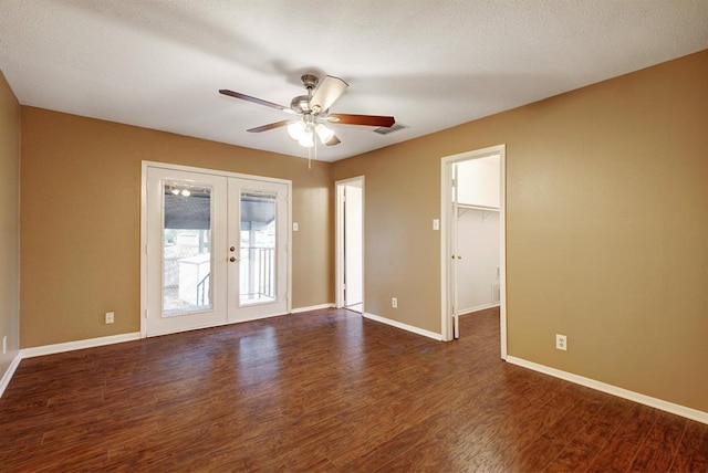 8142 Ceberry Dr Unit B, Austin, TX 78759 - unfurnished room with french doors, dark wood-style floors, a ceiling fan, and baseboards