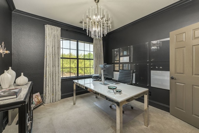 2104 University Club Dr, Austin, TX 78732 - office with carpet, a chandelier, a textured wall, and baseboards