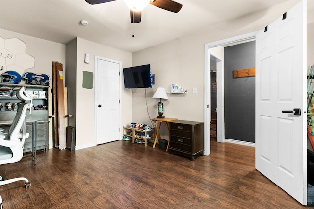 26 N Castleberry St, Lampasas, TX 76550 - office area with wood finished floors and a ceiling fan