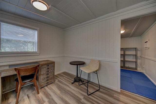 417 Big Bow, Smithville, TX 78957 - office space featuring wood finished floors and a wall mounted AC