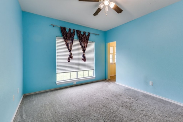 208 Saddletree Ln, Dripping Springs, TX 78620 - carpeted spare room featuring a ceiling fan, plenty of natural light, and baseboards