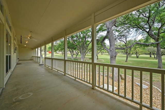 view of patio / terrace with a ceiling fan