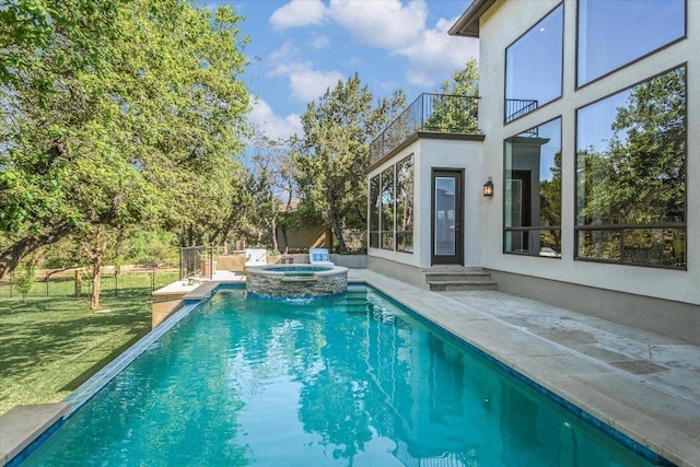 5711 Pool Canyon Cv, Austin, TX 78734 - view of swimming pool featuring a patio area and a pool with connected hot tub