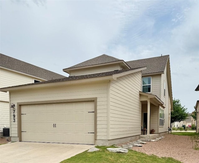 793 Lone Peak Way, Dripping Springs, TX 78620 - view of side of property with driveway, an attached garage, and roof with shingles