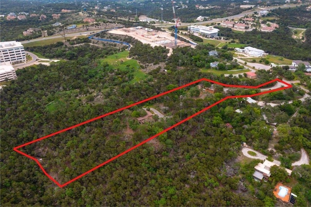 502 Grace Ln, Austin, TX 78746 - aerial view of property's location featuring property boundaries highlighted