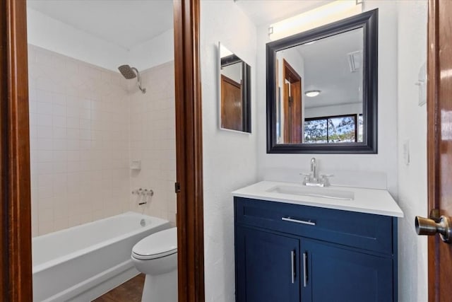 502 Grace Ln, Austin, TX 78746 - bathroom with toilet, vanity, and shower / tub combination