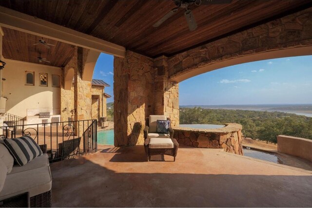 8315 Lime Creek Rd, Volente, TX 78641 - view of patio featuring ceiling fan and an outdoor pool