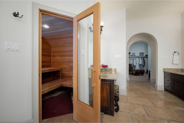 8315 Lime Creek Rd, Volente, TX 78641 - sauna with stone tile flooring