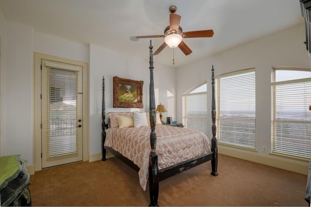 8315 Lime Creek Rd, Volente, TX 78641 - bedroom with carpet flooring, a ceiling fan, and baseboards