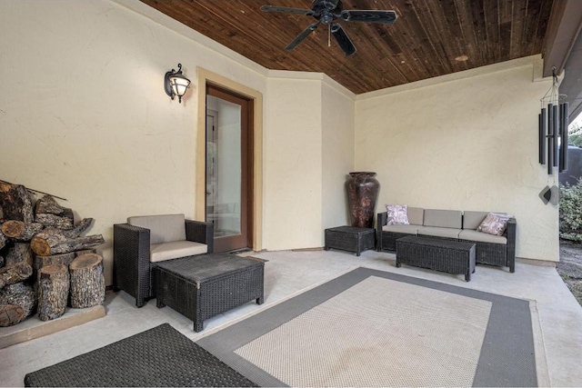 8315 Lime Creek Rd, Volente, TX 78641 - view of patio with an outdoor living space and a ceiling fan