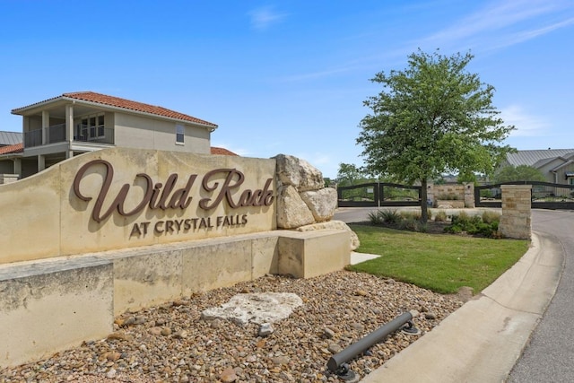 view of community sign