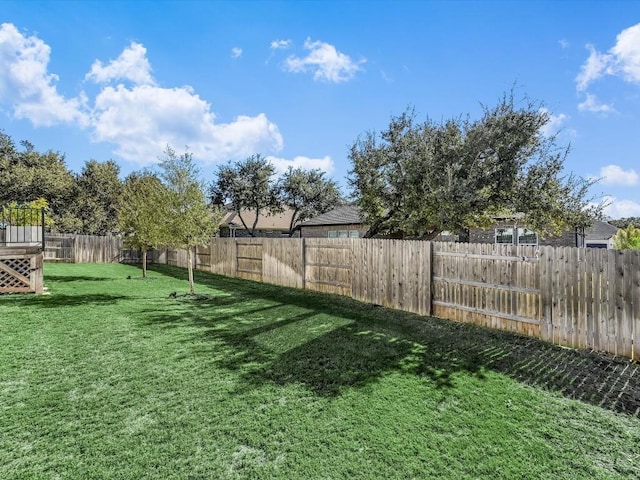 view of yard featuring a fenced backyard
