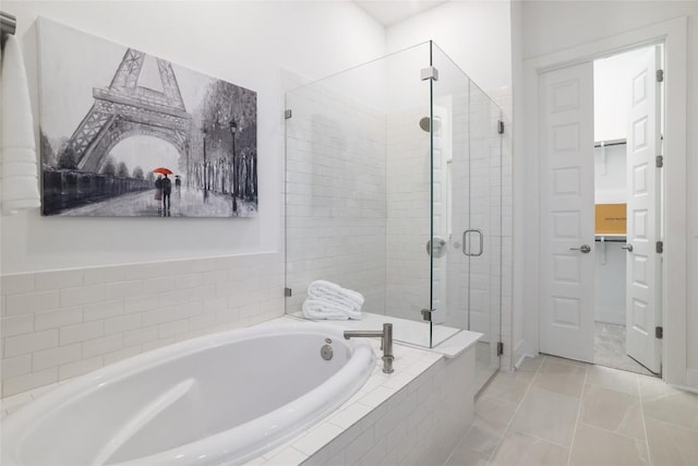 4323 Attra St, Austin, TX 78723 - bathroom with tile patterned floors, a garden tub, and a stall shower
