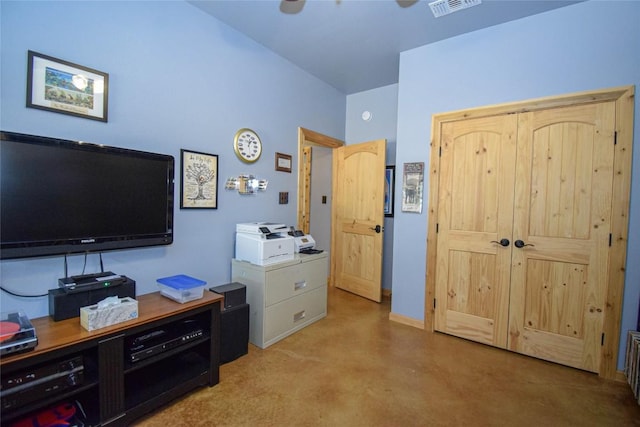office with concrete floors