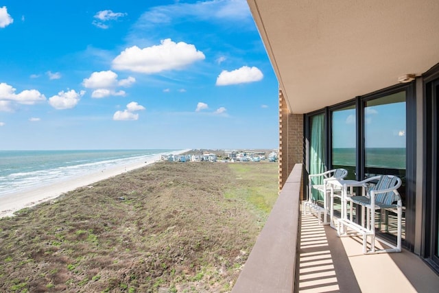 view of water feature featuring a beach view