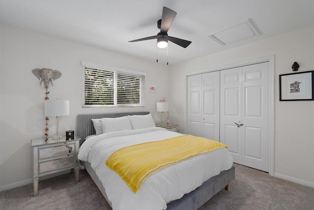 2003 Ploverville Ln, Austin, TX 78728 - carpeted bedroom featuring a closet, a ceiling fan, and attic access