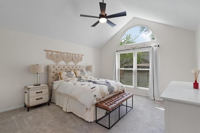 2003 Ploverville Ln, Austin, TX 78728 - bedroom with light carpet, vaulted ceiling, and ceiling fan