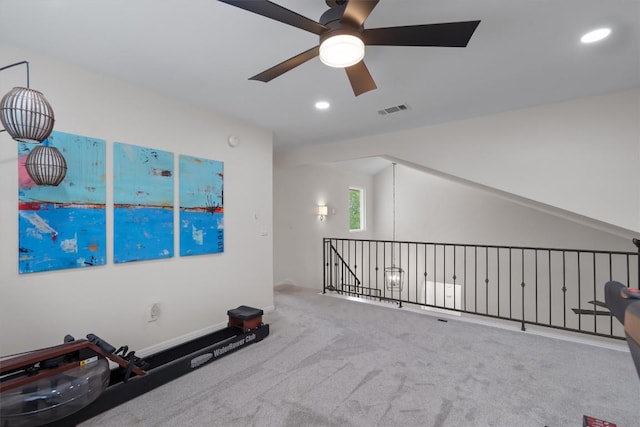 2003 Ploverville Ln, Austin, TX 78728 - interior space featuring recessed lighting, carpet floors, visible vents, and a ceiling fan