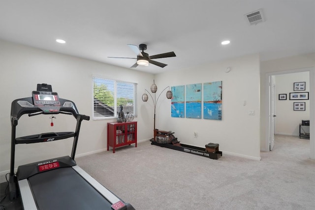 2003 Ploverville Ln, Austin, TX 78728 - exercise room featuring ceiling fan, carpet flooring, and recessed lighting