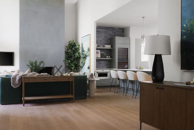 living room featuring light wood-type flooring