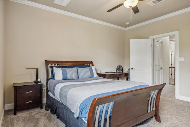 2505 Livenza Pl, Leander, TX 78641 - carpeted bedroom featuring crown molding and ceiling fan