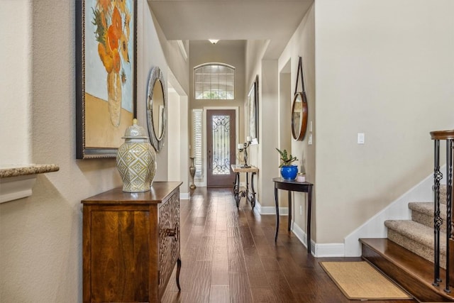 2505 Livenza Pl, Leander, TX 78641 - entrance foyer featuring dark wood-style floors and stairs