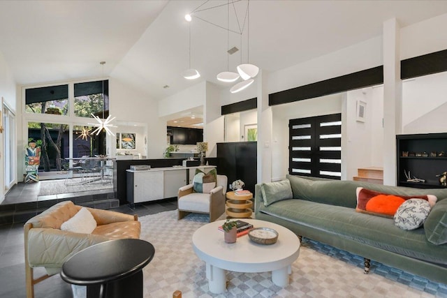 1213 Falcon Ledge Dr, Austin, TX 78746 - living room with high vaulted ceiling