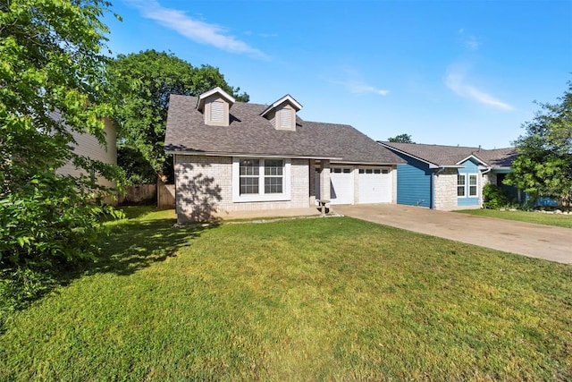2210 Lasso Dr, Round Rock, TX 78681 - cape cod-style house featuring an attached garage, a front lawn, driveway, and fence