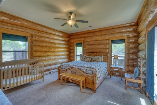 carpeted bedroom with visible vents