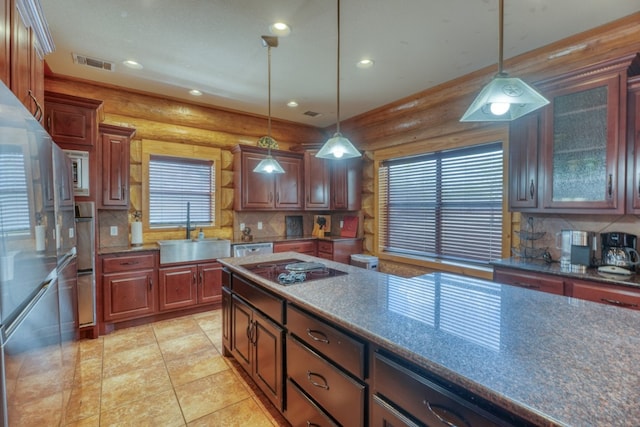 kitchen with stainless steel appliances, visible vents, a sink, and recessed lighting