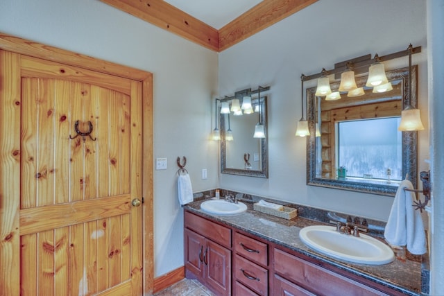 full bathroom with a sink and double vanity