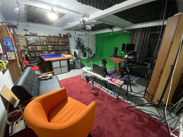 rec room featuring ceiling fan