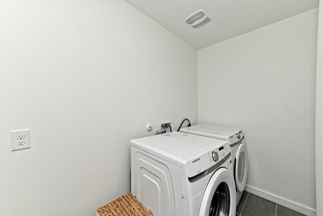 6300 Merriwood Dr, Austin, TX 78745 - laundry room featuring independent washer and dryer and tile patterned flooring