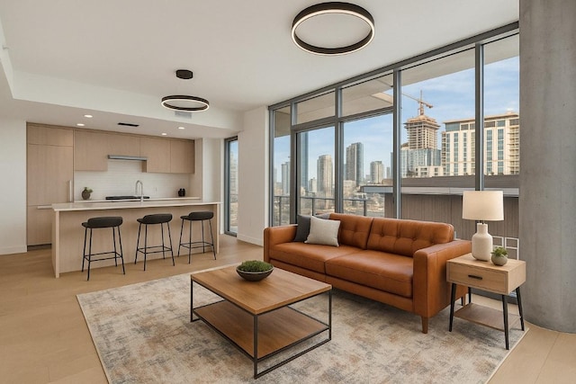 44 E Ave Unit 3107, Austin, TX 78701 - living area with a skyline view and baseboards