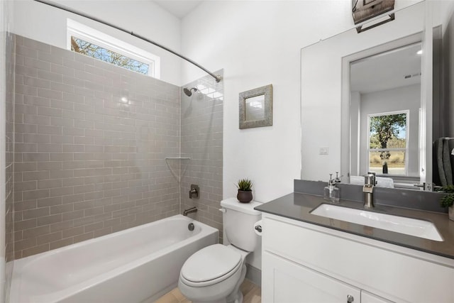 298 Smoke Tree Cir, Dripping Springs, TX 78620 - bathroom featuring bathing tub / shower combination, vanity, and healthy amount of natural light