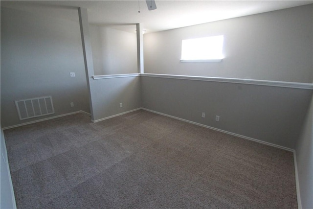 122 Bayliss St, Hutto, TX 78634 - unfurnished room with carpet floors, visible vents, baseboards, and ceiling fan